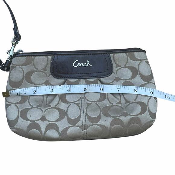 Coach Signature Tan/Brown Wristlet/Wallet with Credit Card Slots - Picture 4 of 11